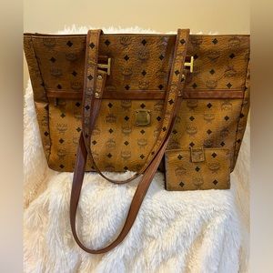 Authentic MCM Visetos Leather Tote Bag